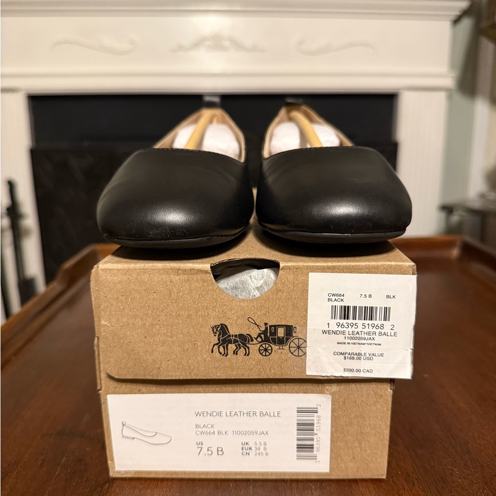 Coach Black Leather Ballet Flats